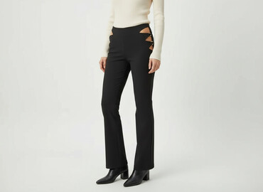 Szeroka nogawka: Material trousers for women, size S