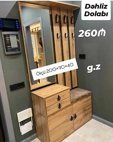 Dəhliz dolabları: Dəhliz dolabı – çoxfunksiyalı giriş mebeli - Ölçü: 200 × 90 × 40 sm - — 1