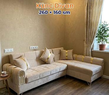 Divanlar: Künc Divan – 260 × 160 sm - Modellər: boz, açıq bej, qırmızı və digər — 5