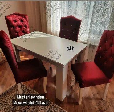 Qonaq otağı üçün, Yeni, Açılmayan, Dördbucaq masa, 4 stul