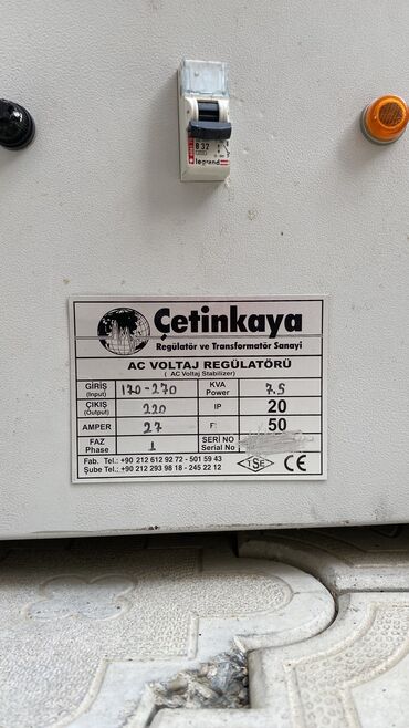 Çetinkaya AC Voltaj Regülatörü – 7.5 kVA | 450 AZN ✔️ Tam işlək