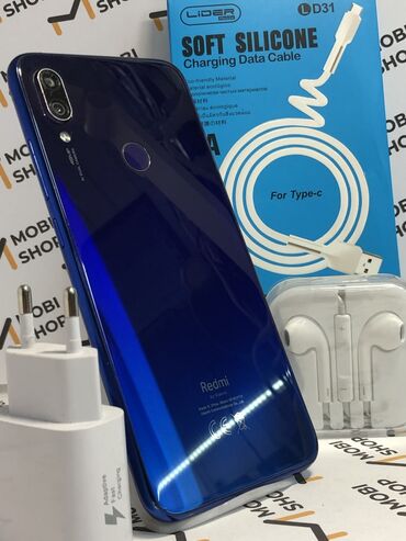 б у телефоны в Кыргызстан | СТАЦИОНАРНЫЕ ТЕЛЕФОНЫ: Xiaomi Redmi Note 7 | 32 ГБ цвет - Синий | Сенсорный, Отпечаток пальца, Две SIM карты