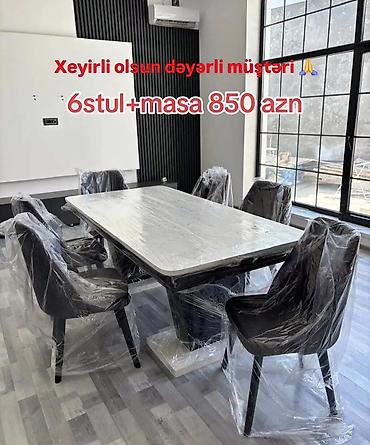 asma tavan 60x60 led: Yemək otağı dəsti – 6 stul + masa - Dəst tərkibi: 1 ədəd iri — 1