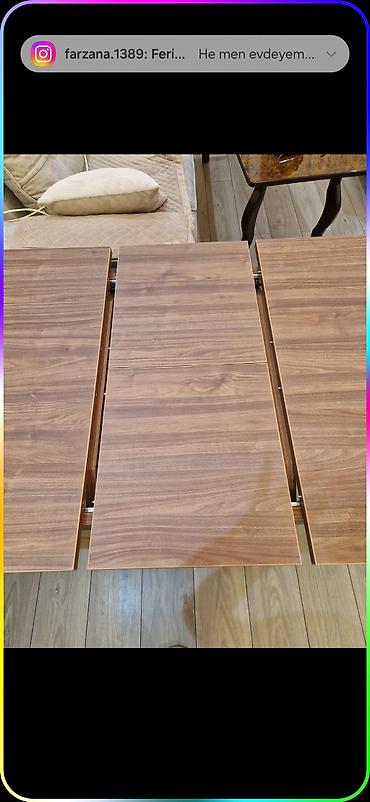 açılıb bağlanan stol: Açılan yemək masası - Material: taxta teksturalı üst səth, möhkəm — 4