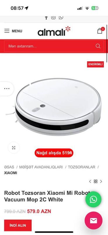 Tozsoranlar: Tozsoran Xiaomi, Nəm təmizləmə, Quru təmizləmə, Kredit yoxdur, Ünvandan götürmə