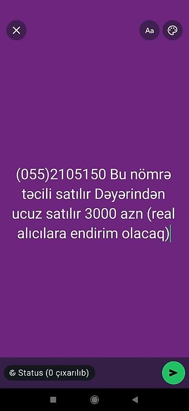 210 nomre: Premium mobil nömrə satılır. - Operator: 055 - Kombinasiya: 210 51 50 — 1