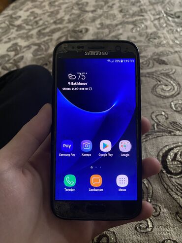 samsung galaxy s7 qiymeti: Samsung Galaxy S7, 32 ГБ, цвет - Черный, Битый, Кнопочный, Сенсорный