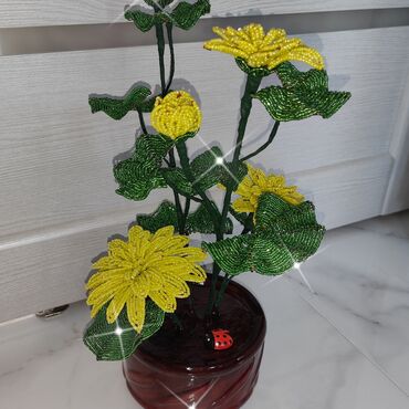 Цветы и букеты: Подарочные цветочные композиции из бисера полностью ручная работа — 3