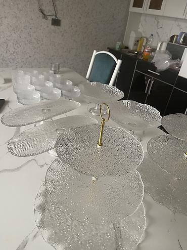 Наборы посуды: Стеклянный набор для сервировки десертов и фруктов, прозрачное — 7