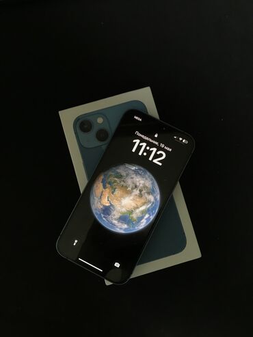 9 айфон: IPhone 13, Колдонулган, 128 ГБ, Көгүлтүр, Заряддоочу түзүлүш, Коргоочу айнек, Каптама, 89 %