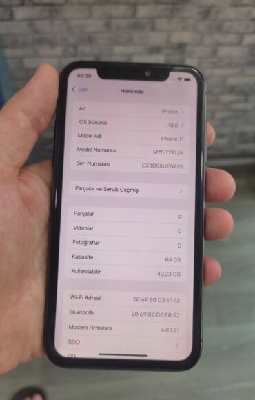 apple 8 pulus: IPhone 11, 64 GB, Qara, Qırıq