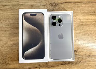 Apple iPhone: IPhone 15 Pro, Б/у, 512 ГБ, Natural Titanium, Зарядное устройство, Защитное стекло, Чехол, 86 %