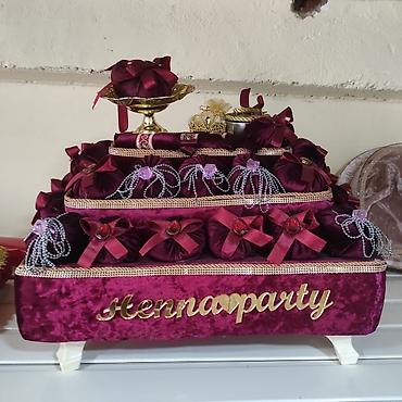 daraq dekor: Xınayaxdı (Henna Party) üçün dəst – bənövşəyi/şam işi tünd qırmızı — 1