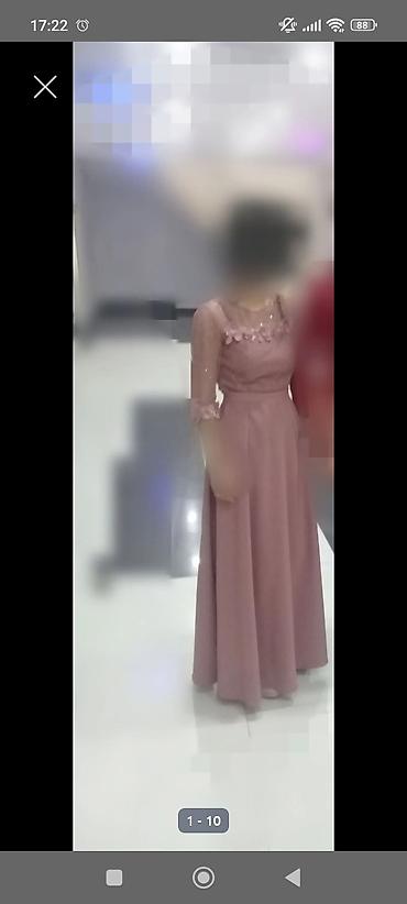 Zərif ziyafət/libas – pudra/çəhrayı rəngdə uzun don - Model: A-kəsim