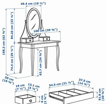 Туалетные столики: Туалетный столик, С зеркалом, цвет - Белый, МДФ — 5