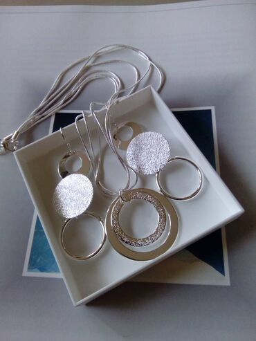 nakit od korala: Set: Earrings, Necklace, Pendant, Material: Silver