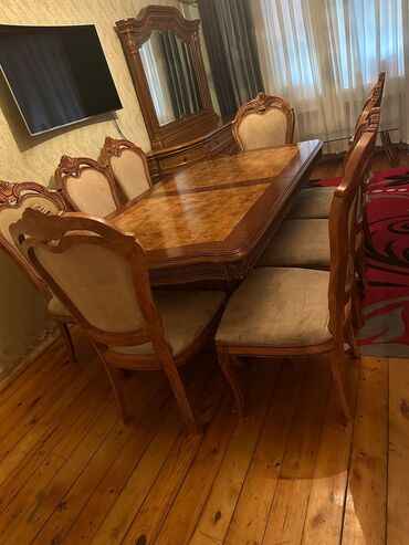stol stul ucuz qiymete: Qonaq otağı üçün, İşlənmiş, Açılan, Dördbucaq masa, 8 stul, Malayziya