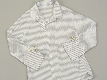 biały top długi rękaw: Koszula 9 lat, stan - Dobry, wzór - W paski, kolor - Biały