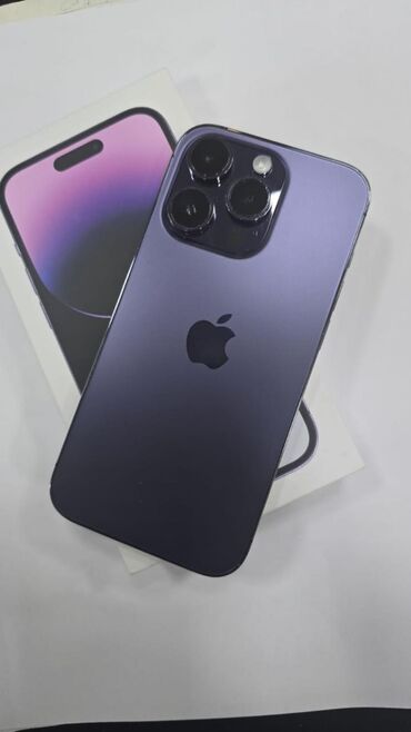 Apple iPhone: IPhone 14 Pro, 128 GB, Deep Purple, Simsiz şarj, Face ID, Sənədlərlə