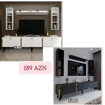 tv atdigi: TV stendi və asma divar rəfləri dəsti - Müasir minimalist dizayn: iki — 1