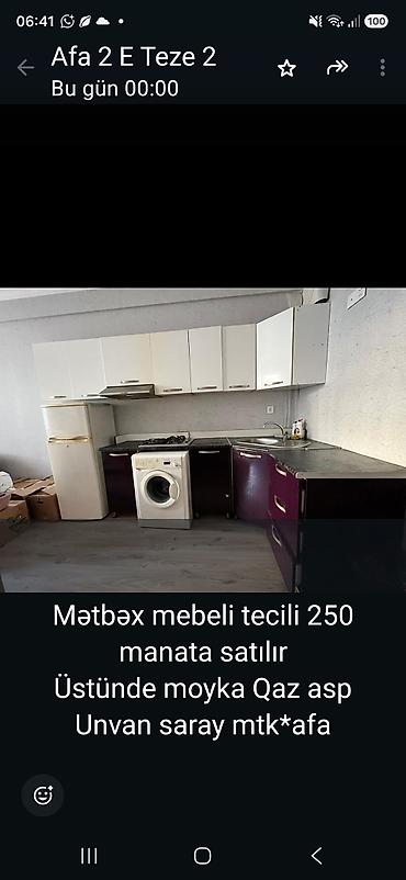 ag mebel: Mətbəx mebeli dəsti Tərkibi: - Üst şkaflar: ağ rəngdə, bir neçə — 1