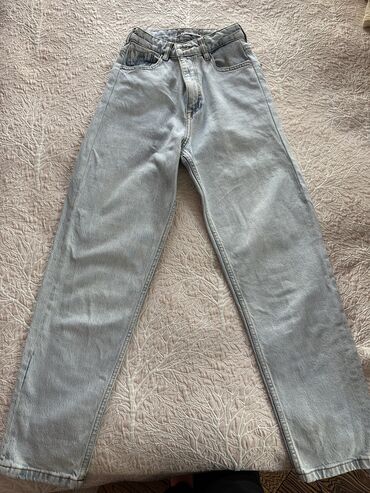 женские джинсы с высокой талией: Джинсы Zara, S (EU 36), цвет - Голубой