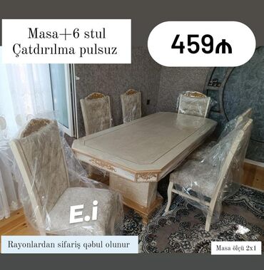 круглый стол на заказ: Qonaq otağı üçün, Yeni, 6 stul