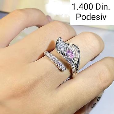 Prstenje: Elegantni posrebreni prsten od hirurskog čelika sa žigom S925 sa — 5