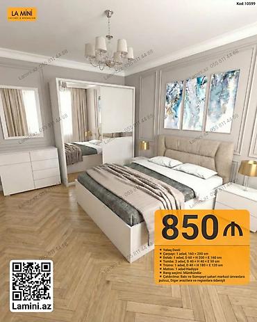 Ev üçün mebel: Yataq Dəsti – Kod: 10599 Tərkibi: - Çarpayı: 1 ədəd, 160 × 200 sm - — 1