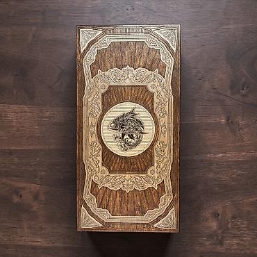 Нарды: Нарды "Роял Фиш" - Техника декора: глубокая лазерная гравировка по — 2