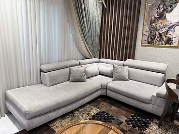 Divanlar: Müasir künc divan – açıq boz rəng, yumşaq toxumalı parça üzlük - — 3