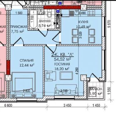 group: 2 комнаты, 55 м², Индивидуалка, 9 этаж, ПСО (под самоотделку)