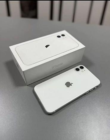 монитор 40: IPhone 11, Б/у, 64 ГБ, Белый, Зарядное устройство, Защитное стекло, Чехол, 100 % — 1