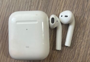 Микрофоны: Б/у Беспроводные (Bluetooth) Наушники, Apple, цвет - Белый