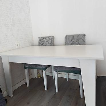 Mebel: Ağ rəngli yemək/iş masası - Minimalist, müasir dizayn: düz — 1