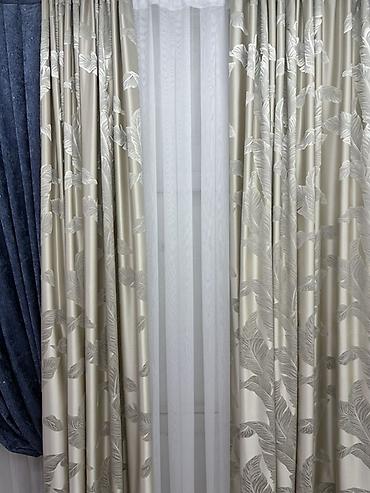 bed sheets: Комплект штор, Сатин, С тюлем в комплекте, Изготовление на заказ, Новый, Для зала — 1