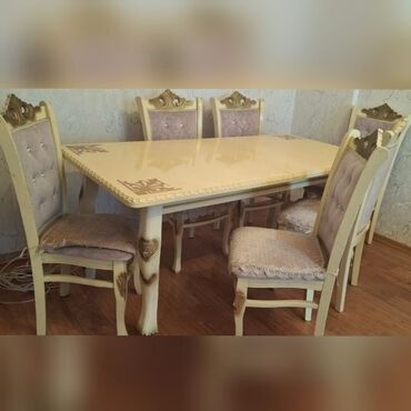 yığılan stol: Для гостиной, Прямоугольный стол, 6 стульев
