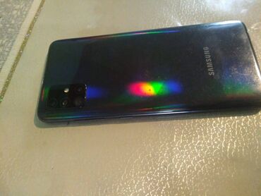 telefon ucuz: Samsung A51, rəng - Göy, Barmaq izi, İki sim kartlı
