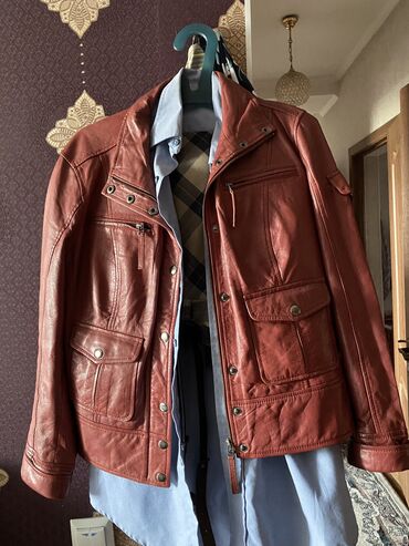 Кожаные куртки: Кожаная куртка, Классическая модель, Натуральная кожа, Укороченная модель, 4XL (EU 48)