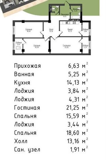 Продажа квартир: 3 комнаты, 108 м², Элитка, 10 этаж, ПСО (под самоотделку) — 3