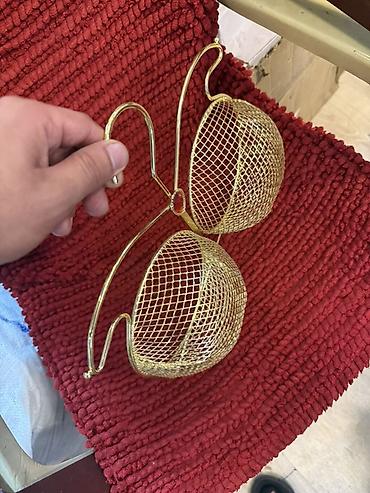 Ev və bağ: İki bölməli asılqan səbət - Material: metal, qızılı rəngdə tor — 2