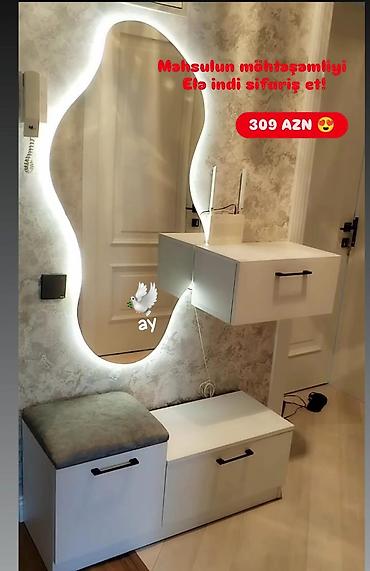 asma guzgu: LED işıqlı dekorativ güzgü və dəhliz üçün modullu konsol dəsti - — 1