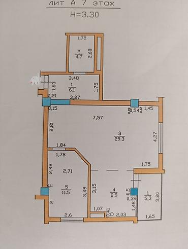 2 8: 2 комнаты, 65 м², Элитка, 7 этаж, Готовая ПСО (под самоотделку) — 6