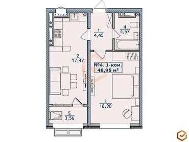 archa group: 1 комната, 49 м², Кок-Жар мкр Элитка, 2 этаж, ПСО (под самоотделку) — 5