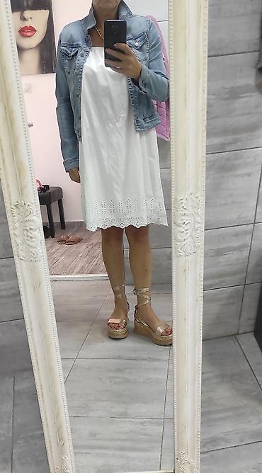 pantalone na kockice: Bela letnja haljina sa otvorenim ramenima Velicicina XL,moze i L - — 4