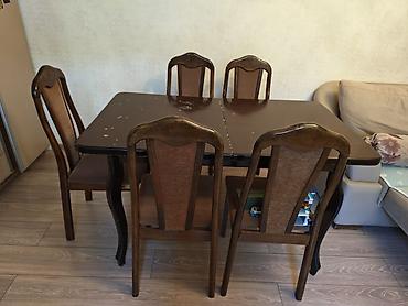 Qonaq otağı üçün, İşlənmiş, Açılan, Dördbucaq masa, 4 stul