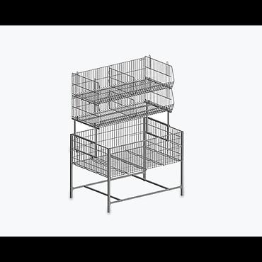 Metal Səbətli Vitrin Stendi – Market və Mağazalar üçün Təşkilat Stendi