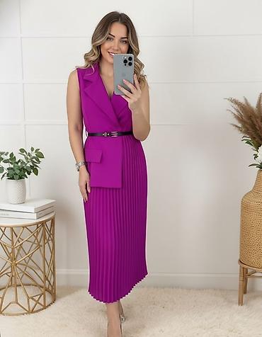 evolution haljine: ✨Elegantna ženska midi haljina bez rukava sa rever kragnom i — 3