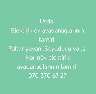 Tədbirlərin təşkili: Usta tərəfindən məişət elektrik avadanlıqlarının təmiri xidməti təklif