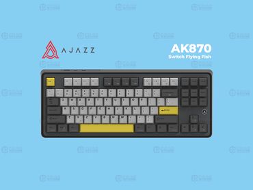 аккумуляторы для ибп elite: Клавиатура Ajazz AK870 Black-Grey-Yellow (Switch Flying Fish) Ajazz